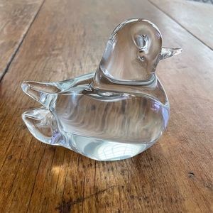 Clear glass dove paperweight